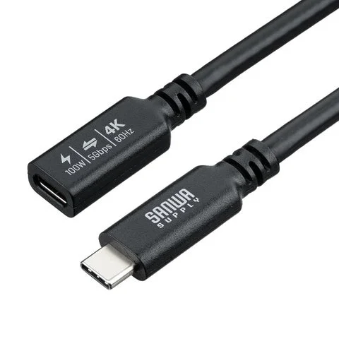 USB Type-C延長ケーブルのコネクタ部分のアップ。