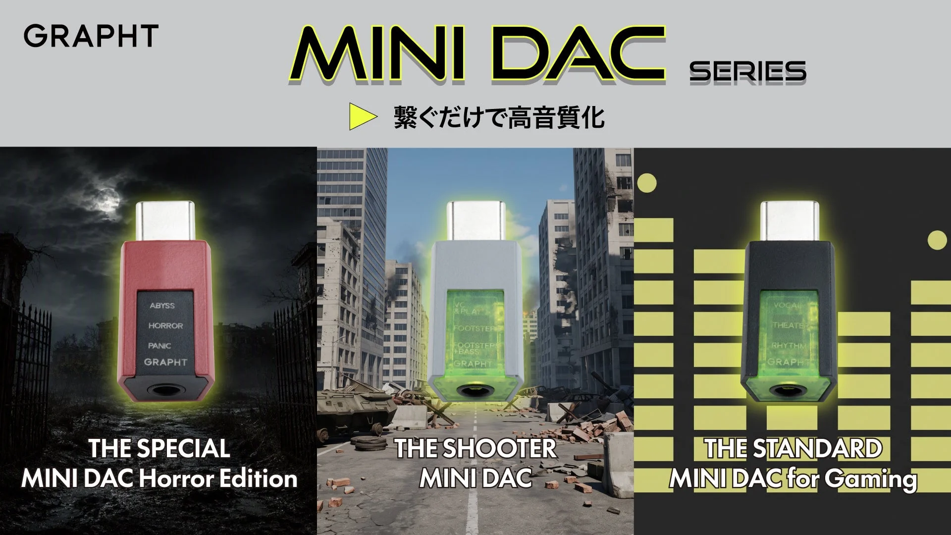 GRAPHT Mini DACシリーズ3製品のラインナップ告知ビジュアル