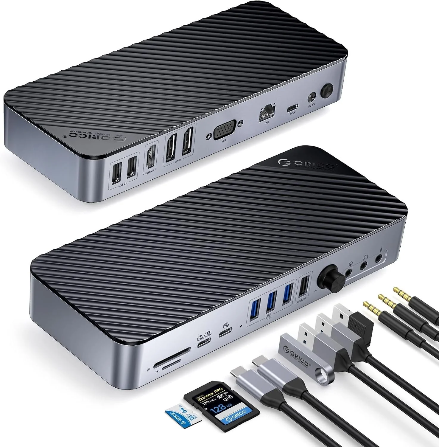 ORICO 20-in-1多機能USB-Cドッキングステーションの本体と付属品