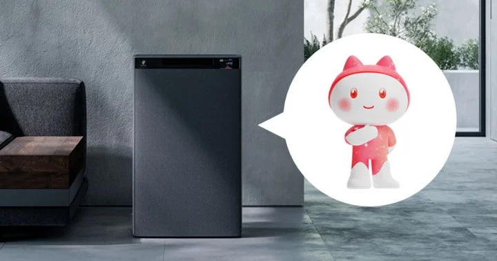 プラズマクラスター加湿空気清浄機と、AIエージェントNIAHのキャラクターイメージ