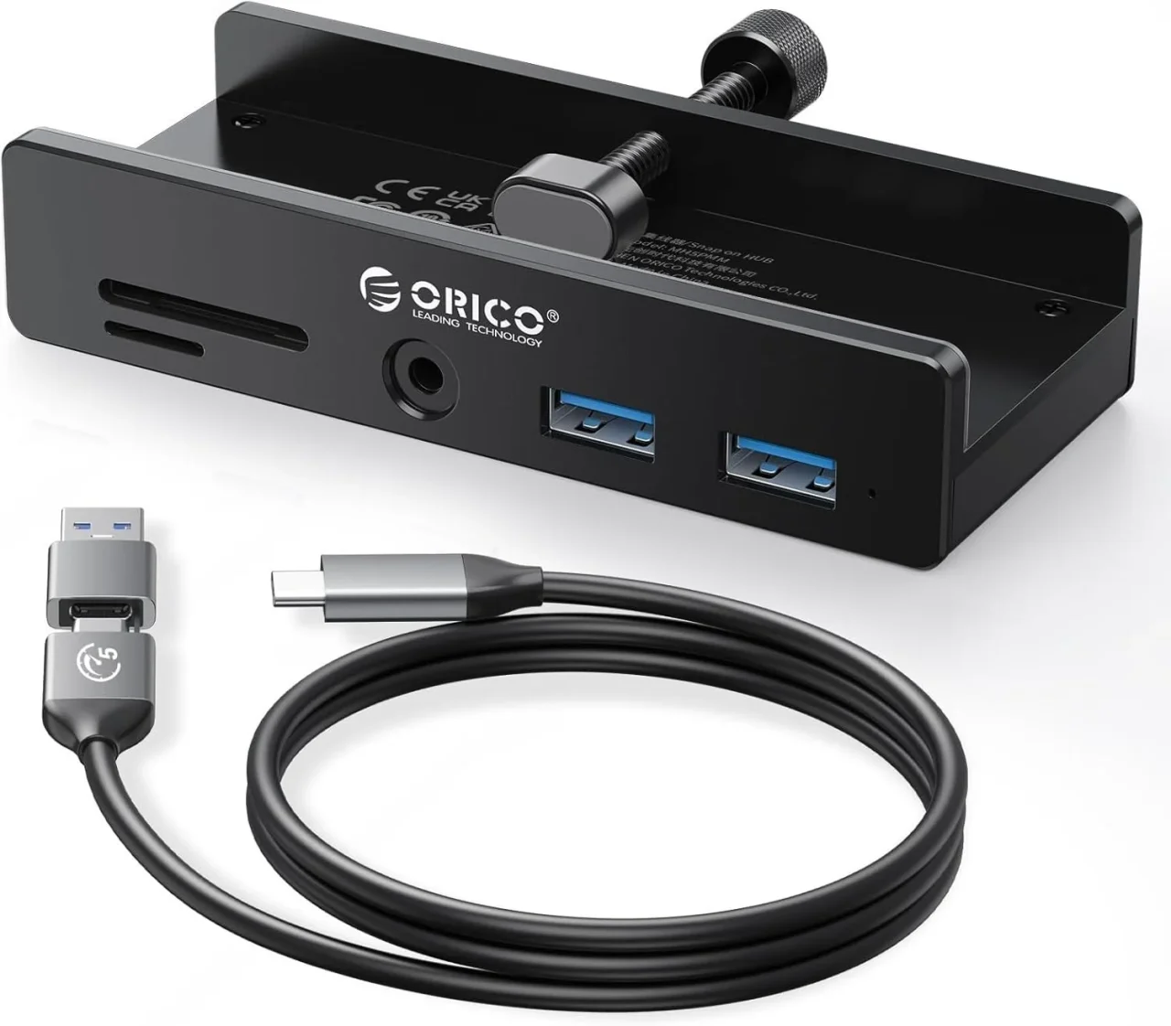 ORICO USB-Cハブ クランプ式 5ポートと付属ケーブル