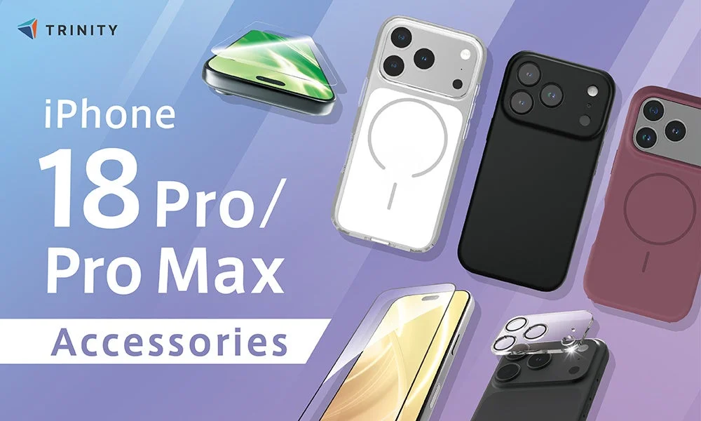 iPhone 18 Pro / Pro Max対応アクセサリーの製品群とロゴ