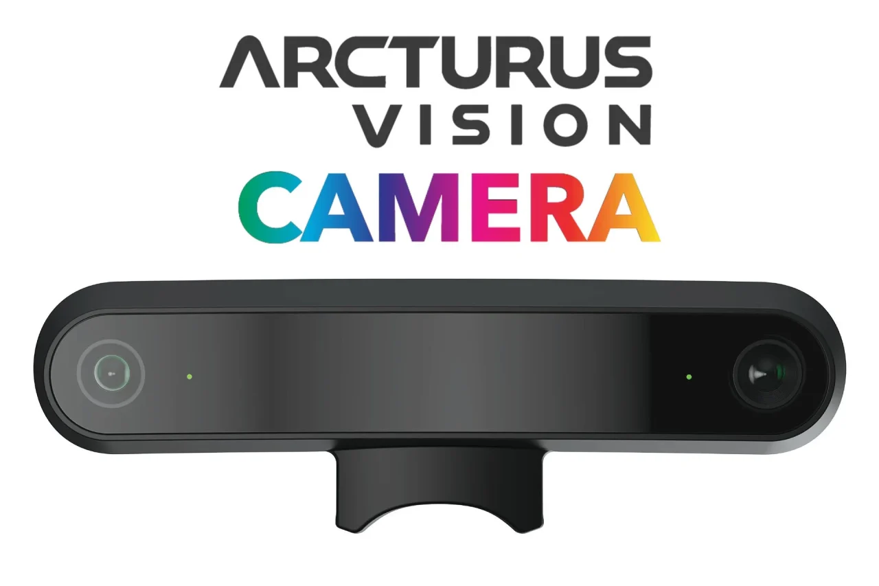 Arcturus Vision Cameraの製品画像。黒い本体にレンズと緑のLED、上部に製品名ロゴ。