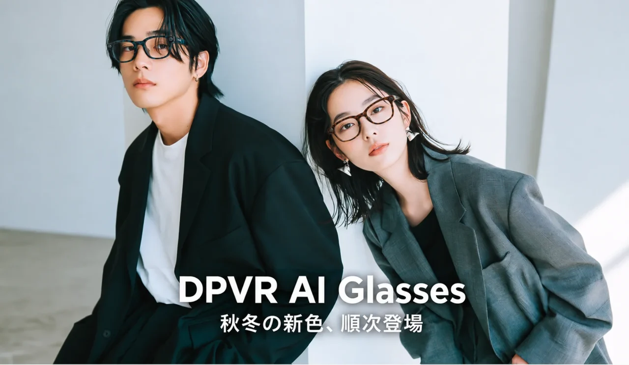 DPVR G4を装着した男女と、秋冬の新色順次登場のキャッチコピー