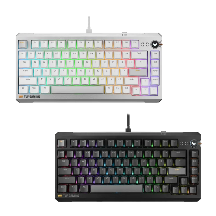TUF Gaming K4 Magneticの白と黒の2色のキーボード