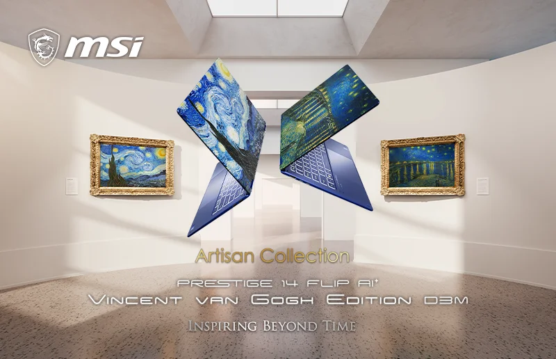 Prestige 14 Flip AI+ Vincent van Gogh Editionの告知ビジュアル