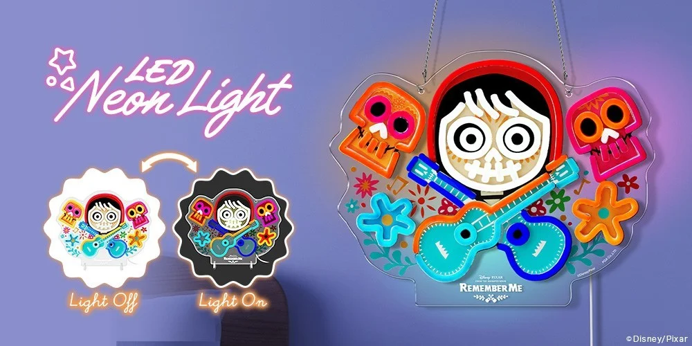 LEDネオンライト『リメンバー・ミー』の点灯状態とデザイン
