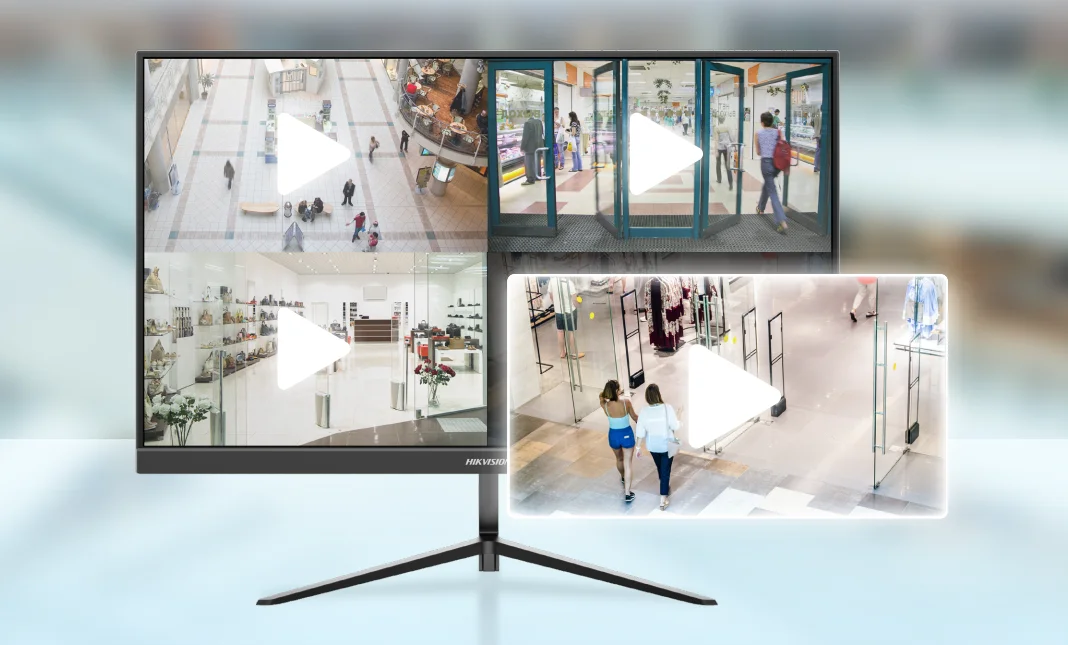 Hikvisionデコーダー内蔵モニターの4分割マルチ画面表示例