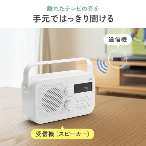 手元スピーカー400-SP131と送信機のワイヤレス接続イメージ