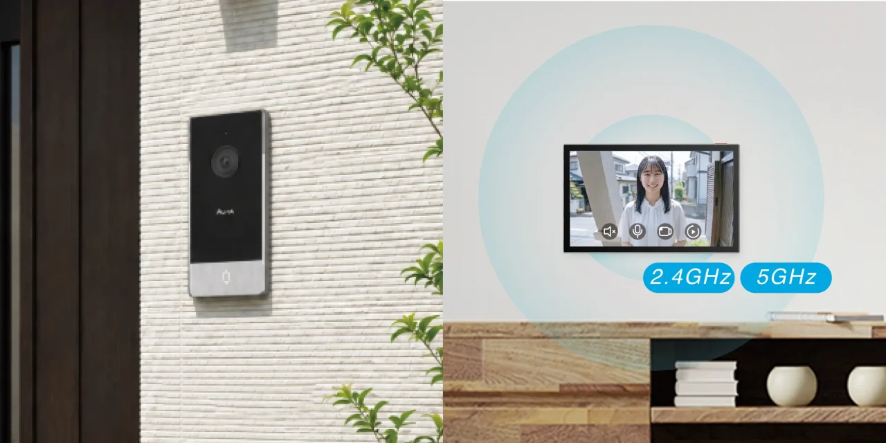 EZVIZ HP5の屋外子機と、来訪者映像を表示する屋内モニター