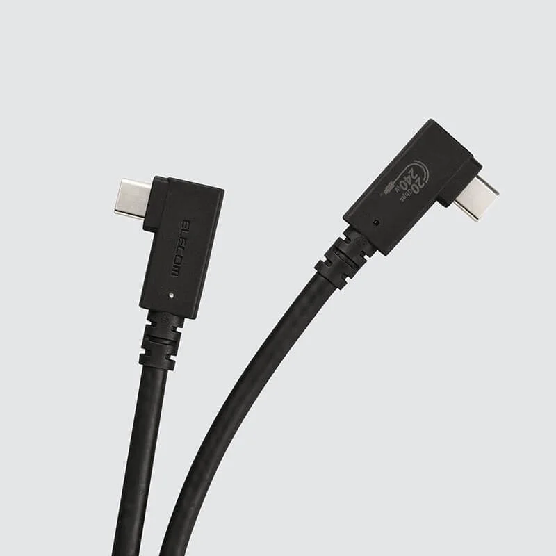 USB Type-Cケーブルの両端L字コネクターと印字