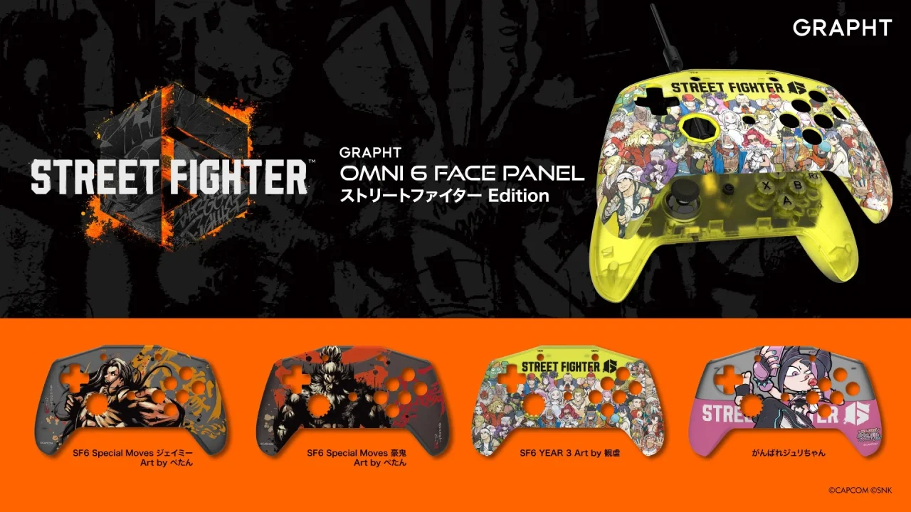 Omni 6 Face Panel SF 6 Editionの交換用フロントパネル4種と、装着したパッドのビジュアル