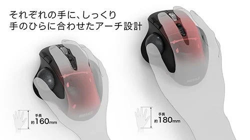 手の大きさに合わせたトラックボールマウスのアーチ設計図