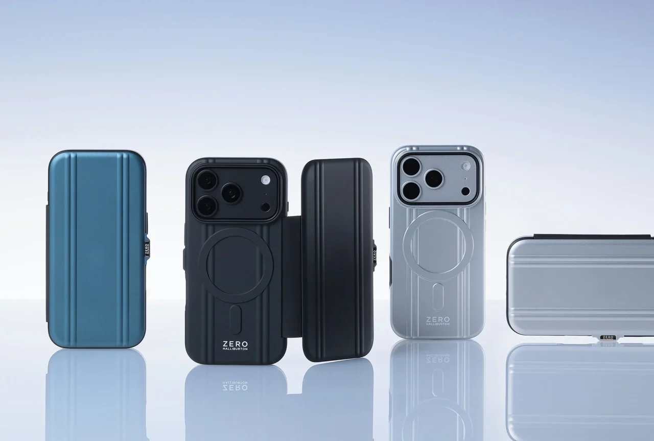 ZERO HALLIBURTON iPhone 18 Pro対応ケースの背面型と手帳型を複数色で並べた画像