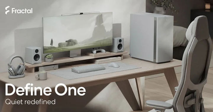 デスク環境に設置されたFractal Design製PCケース「Define One」。