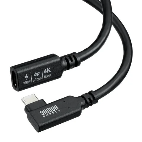 サンワサプライ、Type-C延長ケーブル『500-USB104-1』『500-USB104-1L
