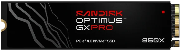 SANDISK Optimus™ GX PRO 850X NVMe™ SSDの黒いM.2 SSD製品画像