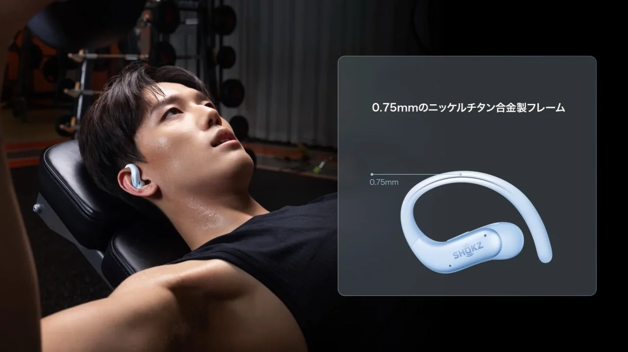 OpenFit Air 2の装着シーンとフレーム構造図