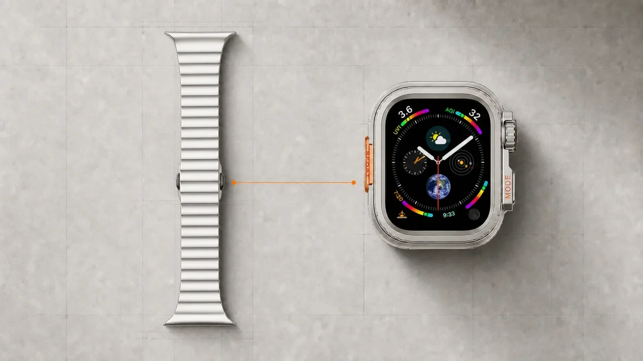 Apple Watch Ultra 4とシルバーのメタルバンド