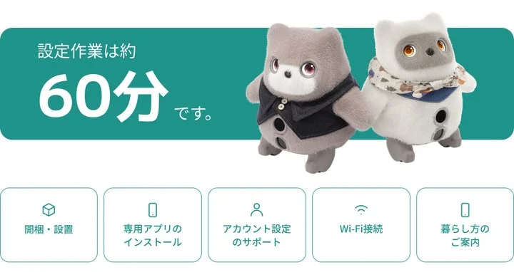 設定作業時間60分と、訪問サポートに含まれる5つの作業内容のアイコン