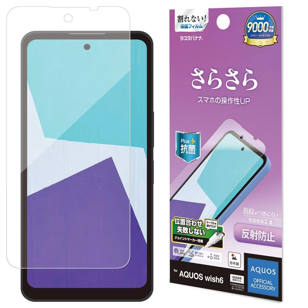 反射防止フィルムのパッケージとスマホに貼った状態