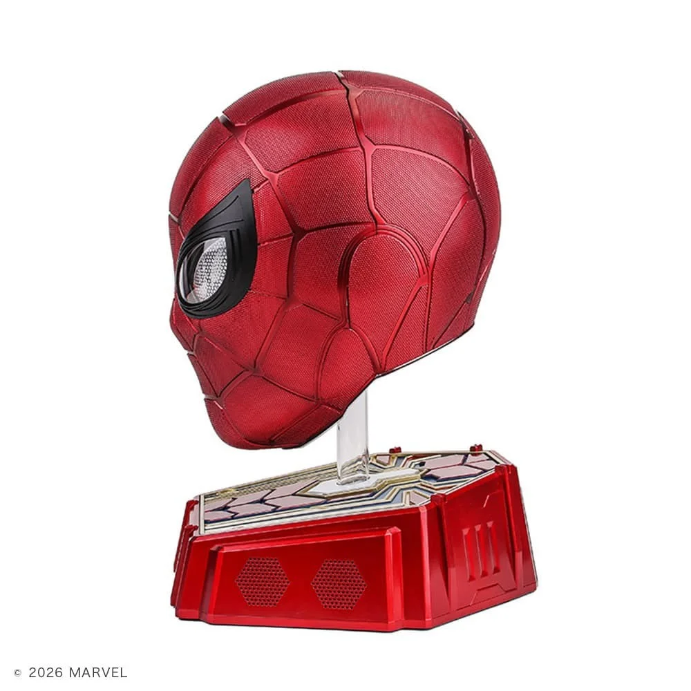 アイアン・スパイダー ウェアラブルヘルメットと赤いベーススタンド