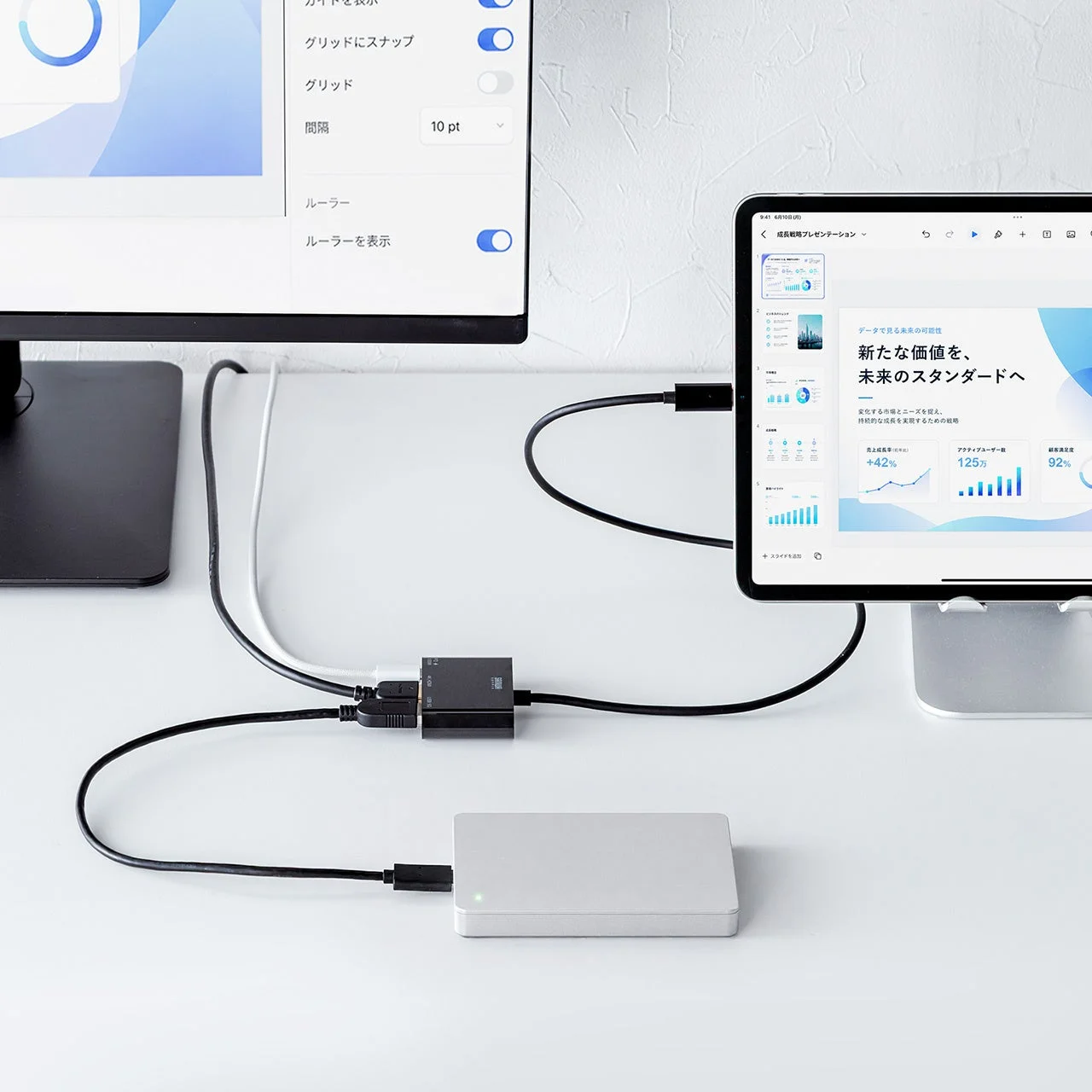 USB-C HDMI変換アダプタ500-KC052の接続シーン