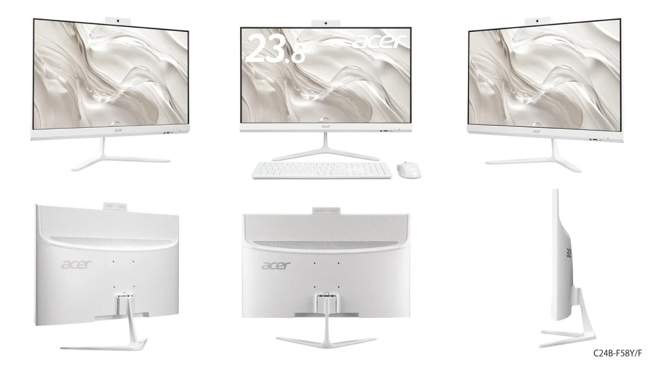 C24B-F58Y/Fのホワイトカラーの本体と付属品