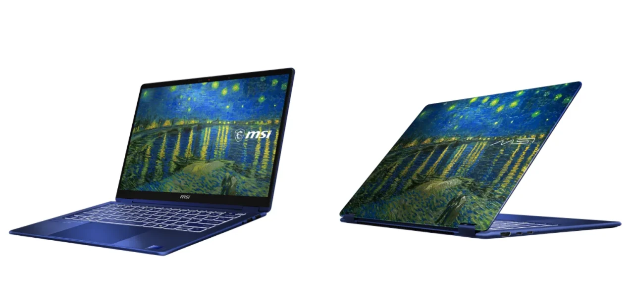 Prestige 14 Flip AI+ Vincent van Gogh EditionのノートPCと天板デザイン