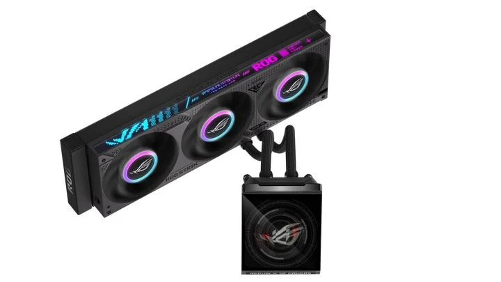 ROG STRIX SLC IV 360 ARGB LCD（ブラック）の斜めからのアングル