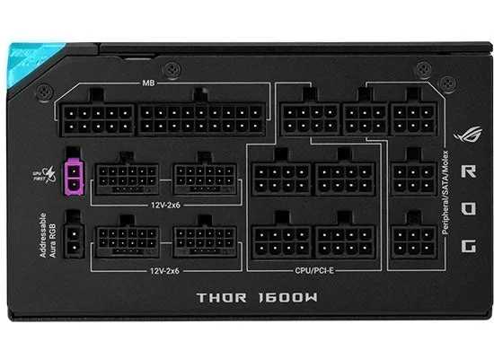 ROG-THOR-1600T3-GAMING-EVOの背面コネクタ部