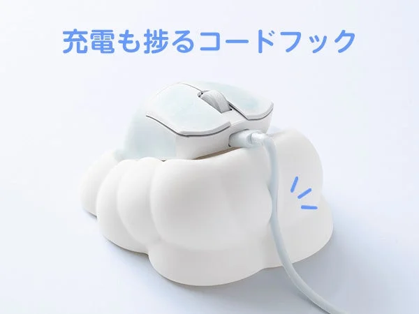 マウススタンドPXSLMS1の背面ケーブル固定構造とマウス