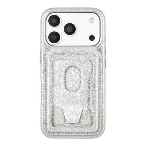 シルバーのMagSafe対応スマホスタンドMAG PEEK STANDの背面