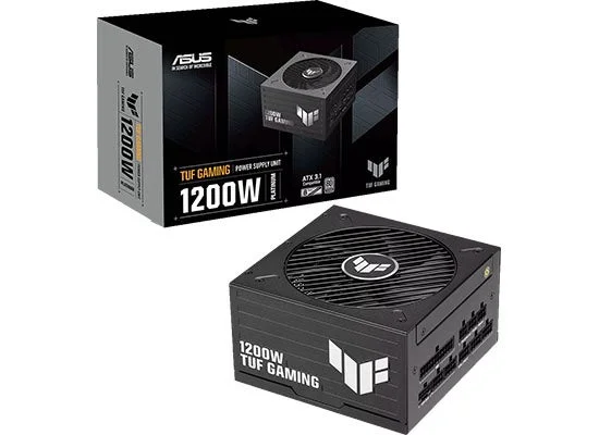 TUF-GAMING-1200Pの電源ユニット本体とパッケージ