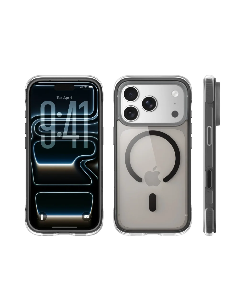 SheerForce™ Protect+ シリーズケースの正面・背面・側面を並べた画像