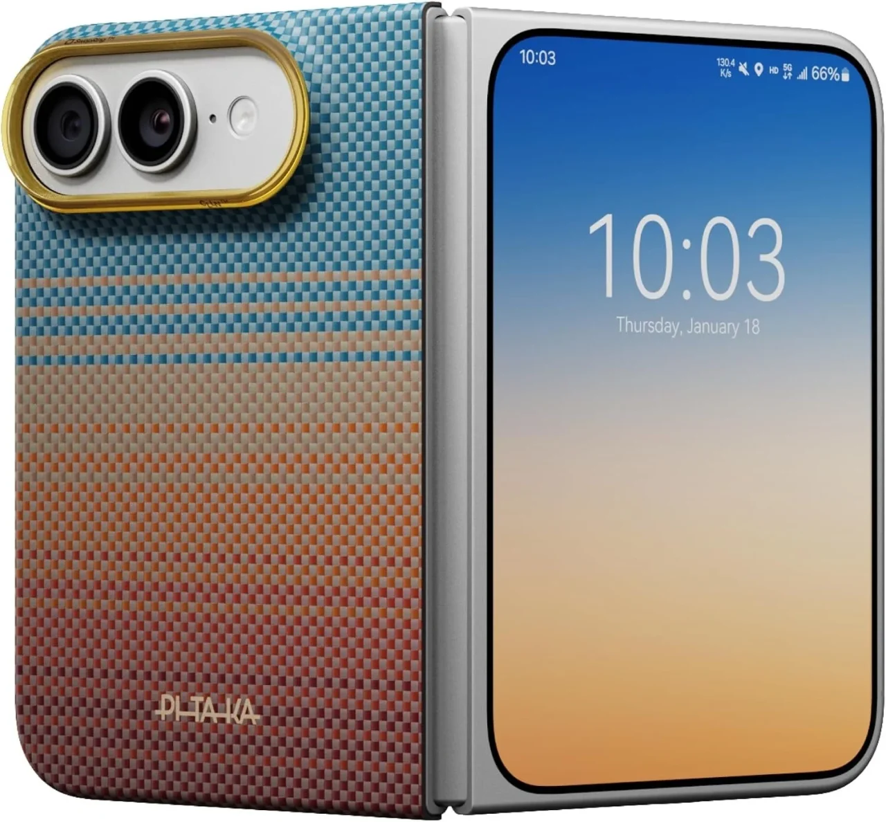 Edge CaseのSunset 2.0 California Dream-01カラーの折りたたみ型iPhone用ケース