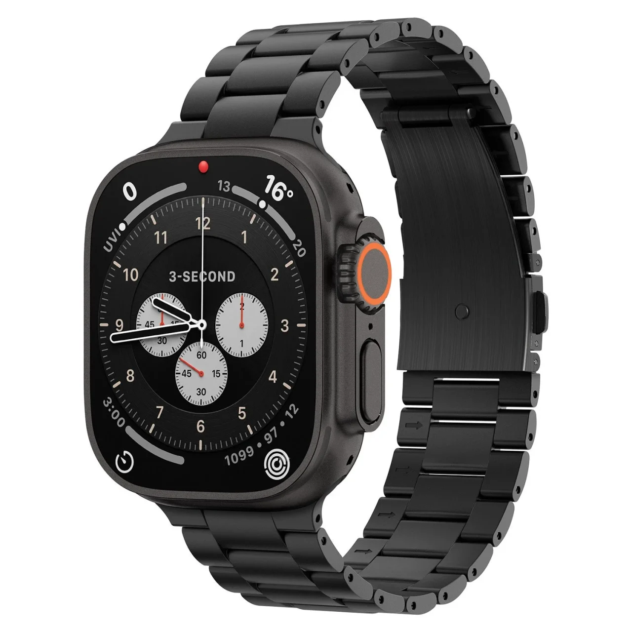 Apple Watch バンド モダン・フィット・チタンのブラックのステンレスバンド装着例
