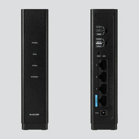 Wi-Fiルーターの正面と背面の製品画像