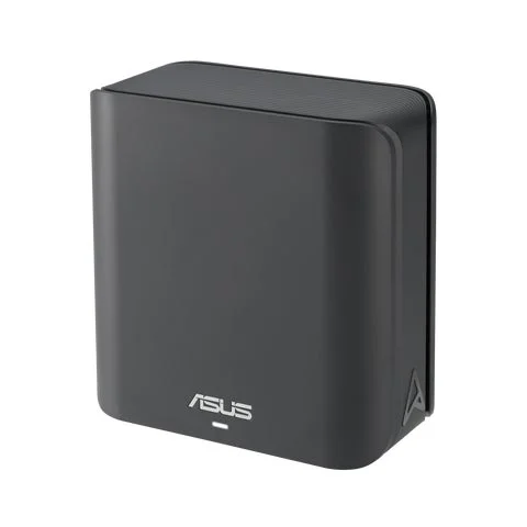 ASUS製WiFi 7対応メッシュルーターRT-BE3600J Proの黒い本体の斜め前面写真