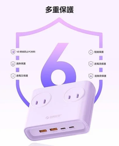 ORICOマルチタップの6重保護機能を示す図解
