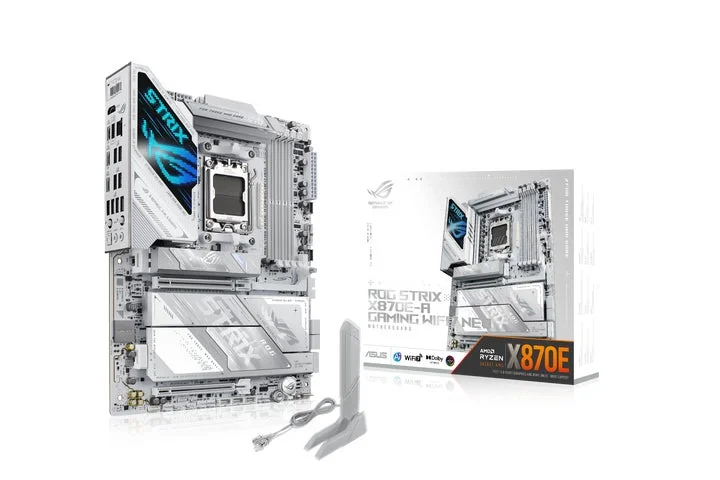 ROG STRIX X870E-A GAMING WIFI7 NEOのマザーボードとパッケージ