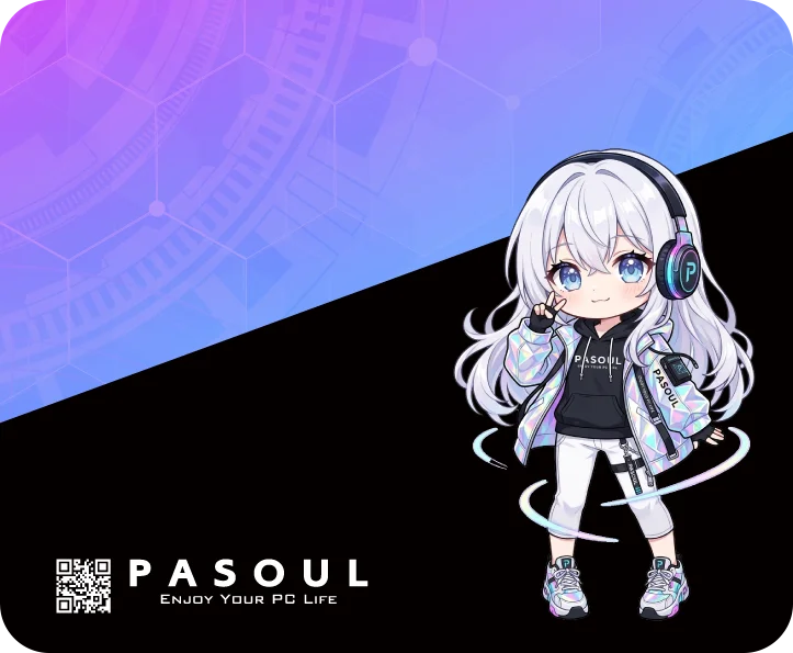 PASOULキャラクターのイラストとロゴが描かれた告知ビジュアル