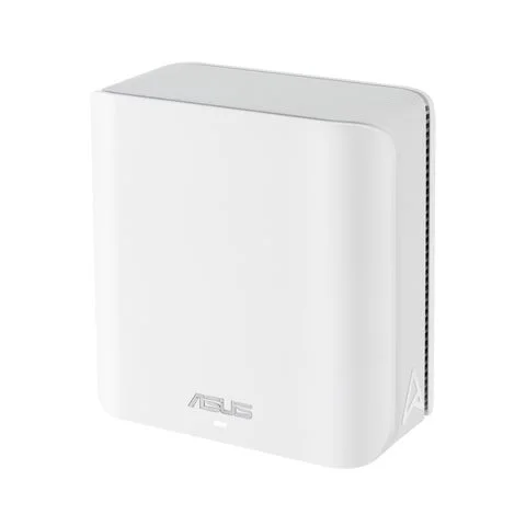 ASUS製メッシュWiFiルーターRT-BE3600J Proの白い本体の斜め前面図