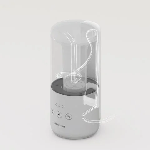 加湿器のタンク内を風が通り乾燥させるイメージ図