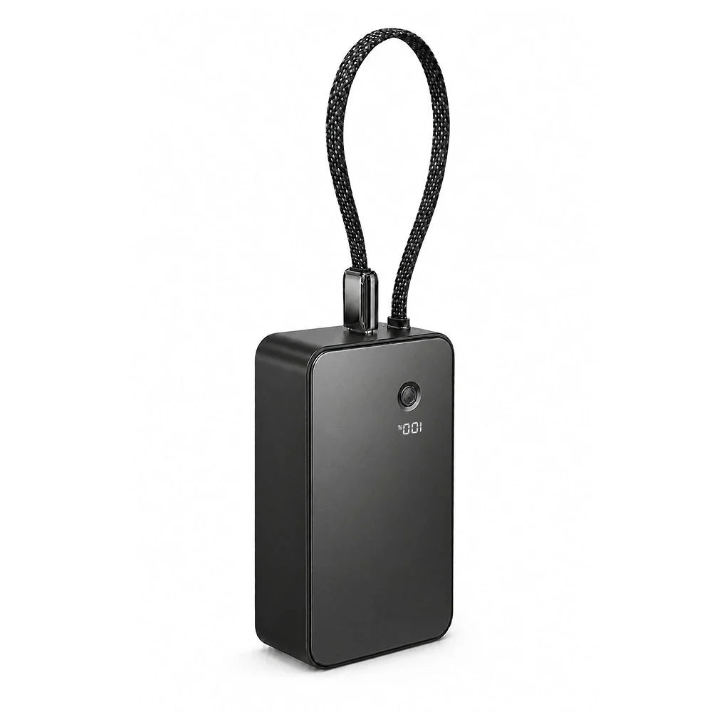 K61のブラックカラー。本体に内蔵USB-Cケーブルとデジタル残量表示