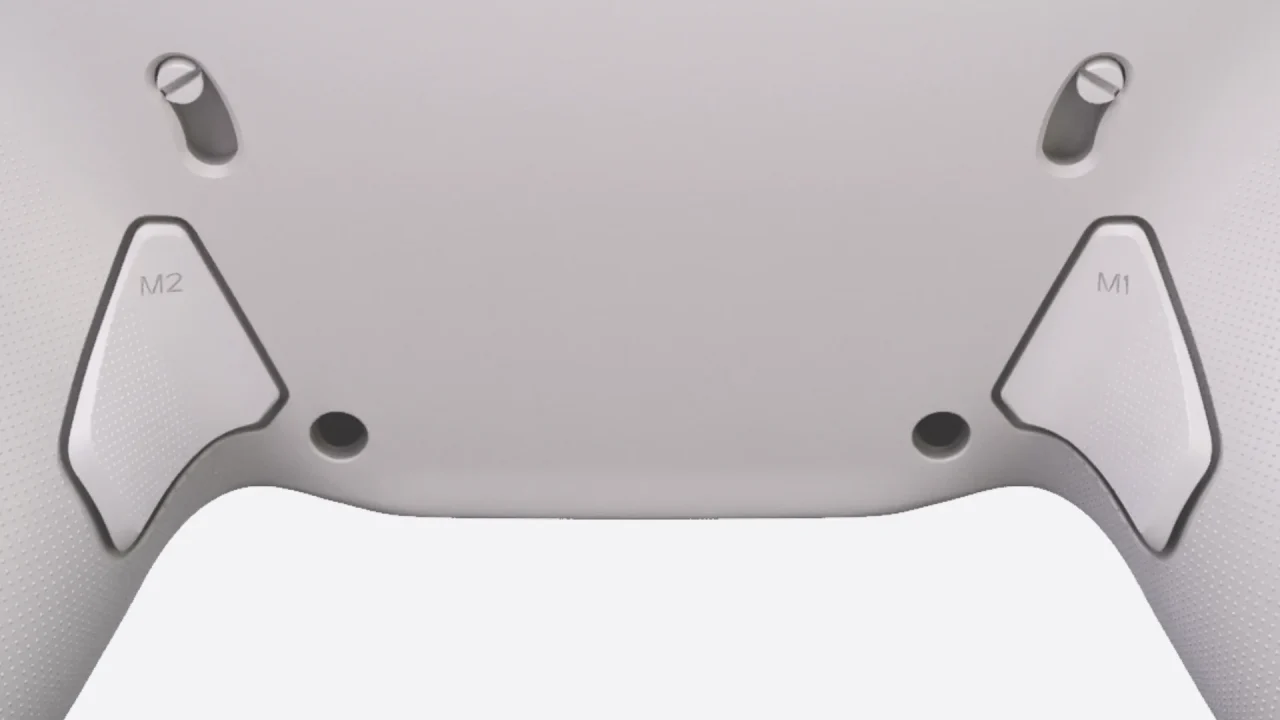 GENESISの背面。M1・M2の背面ボタンとスライドスイッチが確認できる。