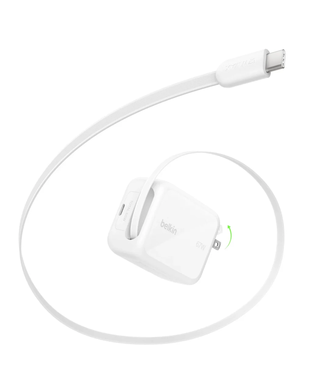 Belkin BoostCharge Pro 67W GaN充電器と巻き取り式USB-Cケーブル