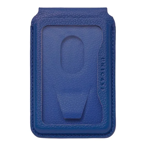 MAG PEEK STANDのブルーカラーの背面。カード収納部とマグネット装着面が写っている。
