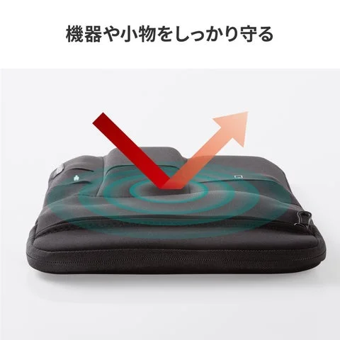 衝撃から機器を守るクッション性を示すイメージ図