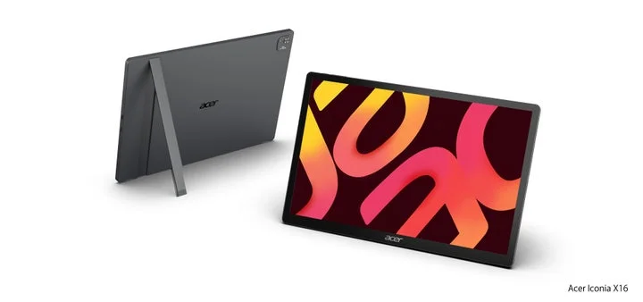 Acer Iconia X16タブレットの背面と正面